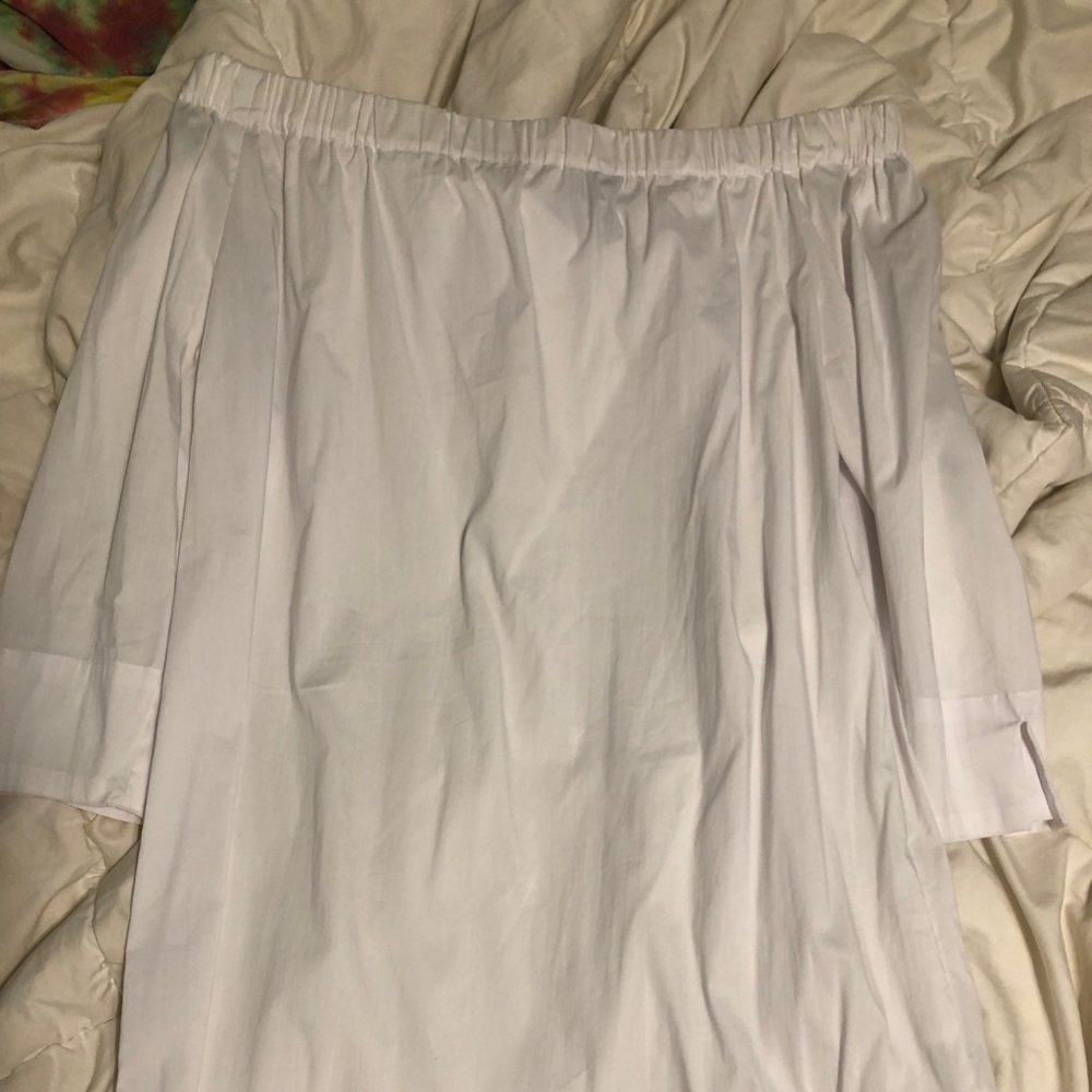 Strapless white mini dress